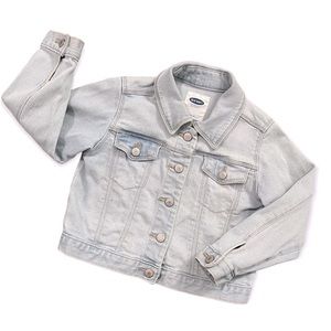 Old Navy Toddler Girl’s Button Front Bleached Light Wash Basic Denim Jacket 3T
